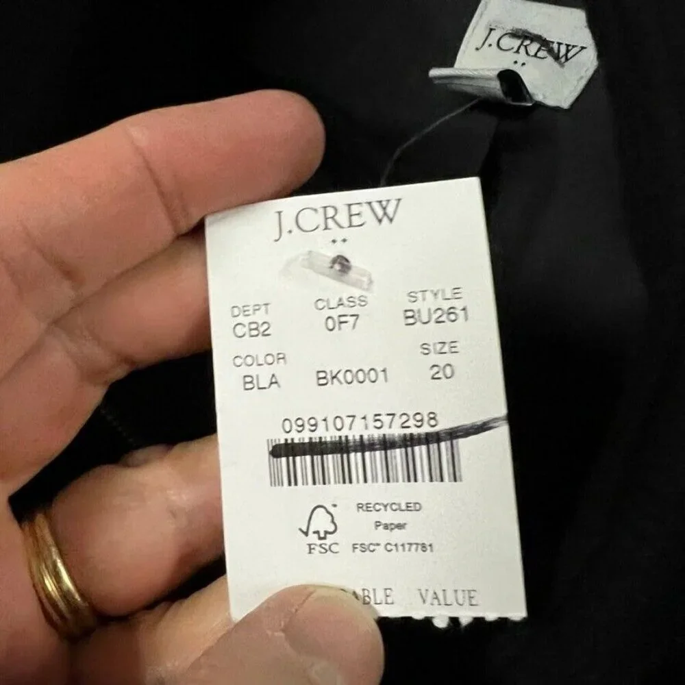 J.Crew Womens $298 Button Neck City Coat Black Size 20 BU261 - Picture 9 of 10